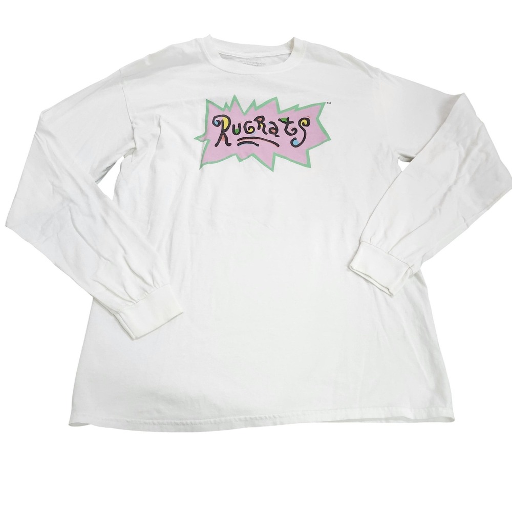Nickelodeon Rugrats Shirt Mens Large White Long Sleeve Graphic Tee Tagless